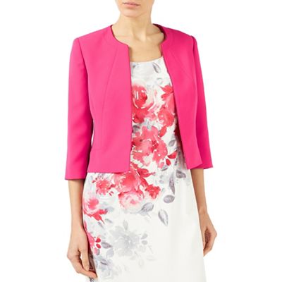 Bright pink styled crepe edge to edge jacket